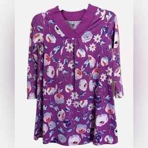 Tea Collection Purple Floral Dress Size 10 100% Cotton